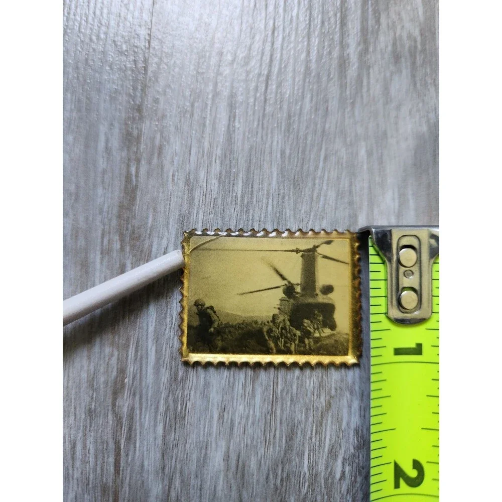 Vintage Vietnam War Helicopter Troops Departing Metal Stamp 1.5